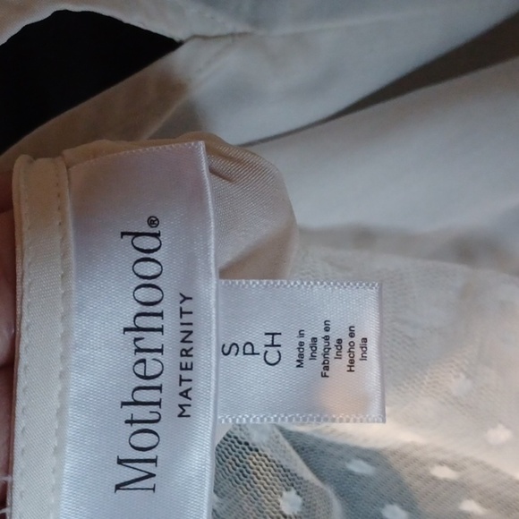 Motherhood Maternity White Tie Waist Blouse with Lace Detailed Sleeves, EUC - Picture 6 of 6